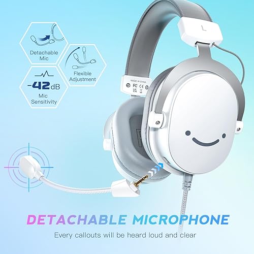 Miniatura 5 de FIFINE Auriculares USB para juegos de PC con conector de audio de 3.5mm, micrófono desmontable, sonido envolvente 7.1, control de volumen,