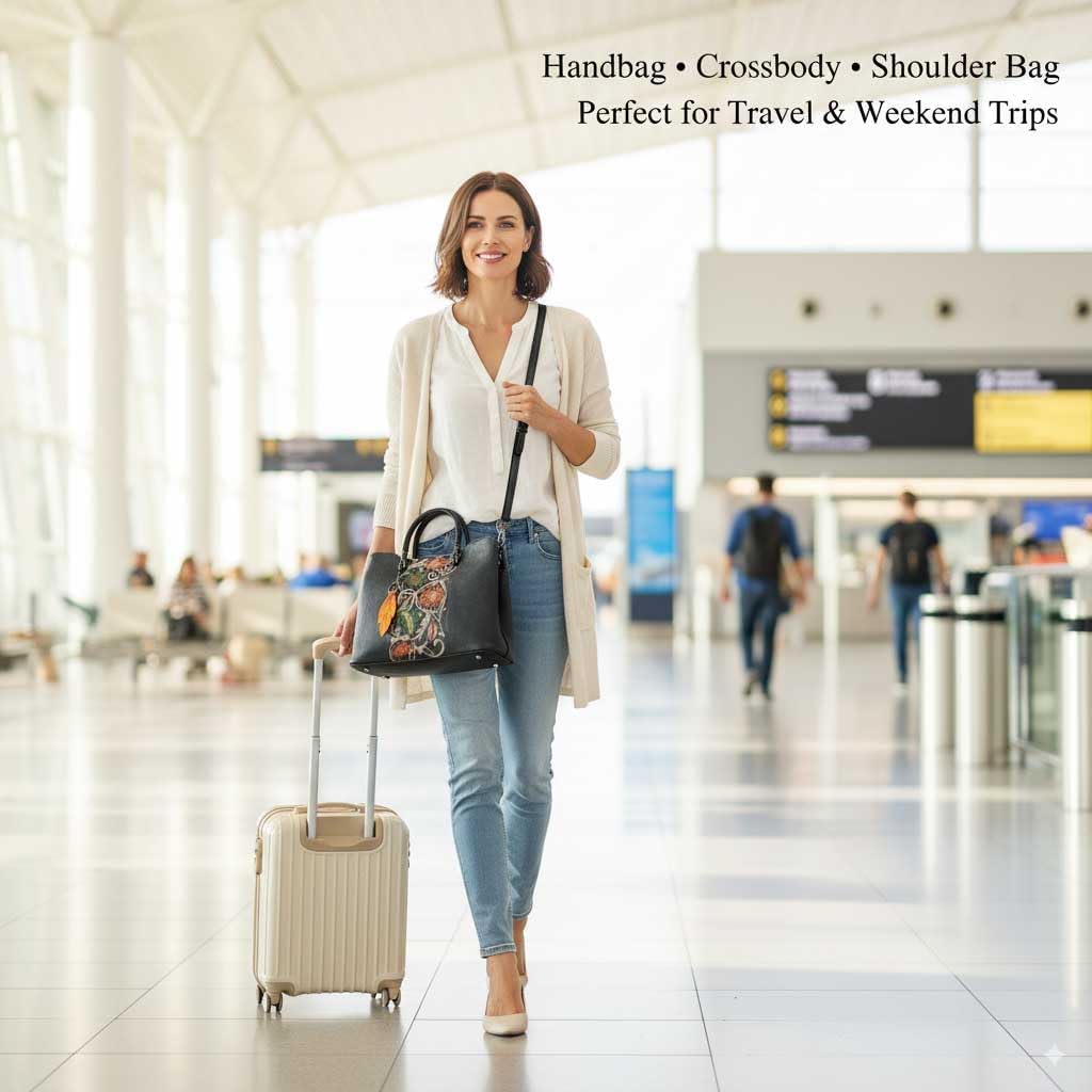 Genuine Leather Vintage Embossed Handbag for Women - Artisanal Cowhide Floral Crossbody Purse with Unique Craftsmanship - Image 2