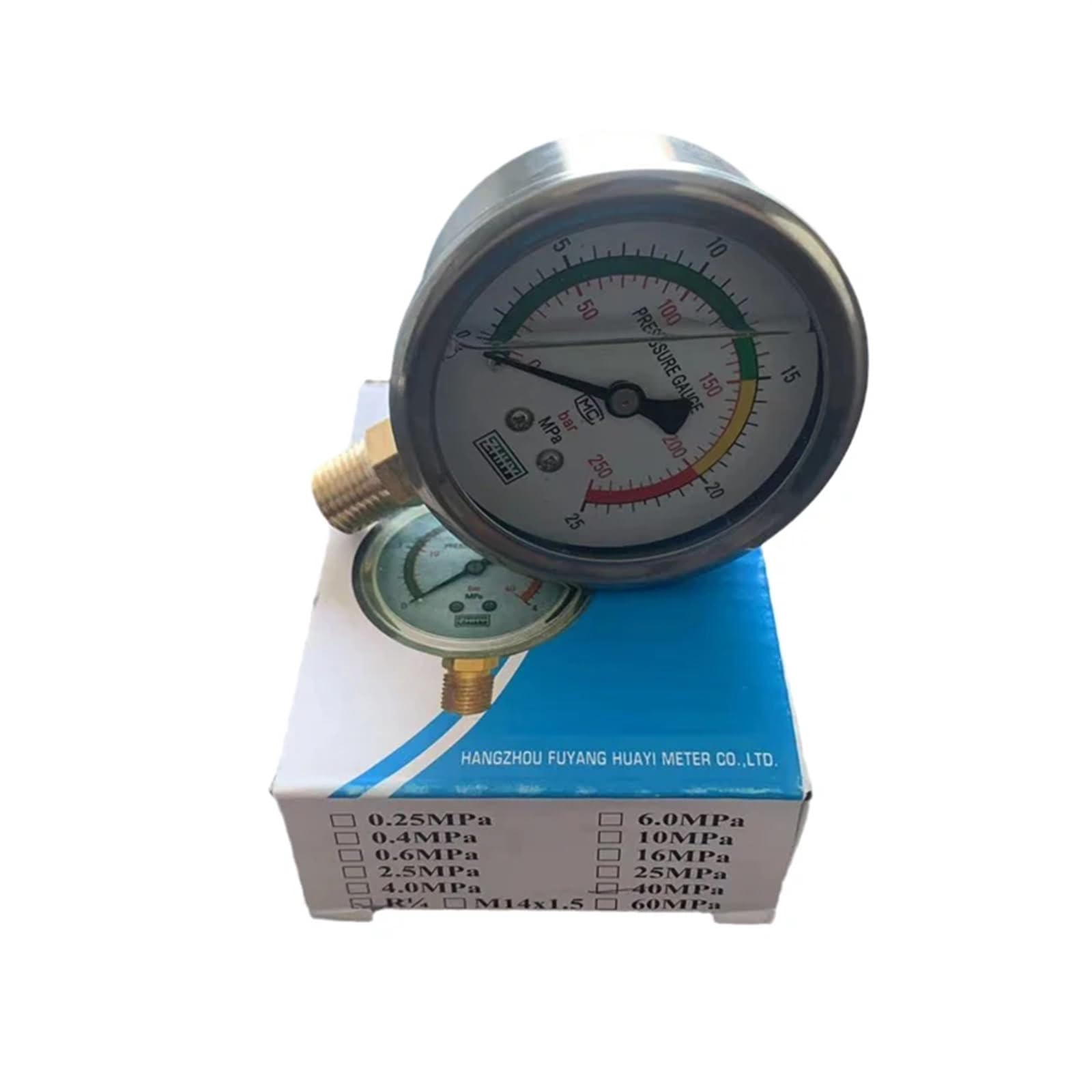 Manómetro hidráulico de 1/4 "y 63mm, manómetro hidráulico de presión de Agua, manómetro, Medida de presión, medidor de Aceite a Prueba de Golpes, Barra de 10Mpa(0-25Mpa)