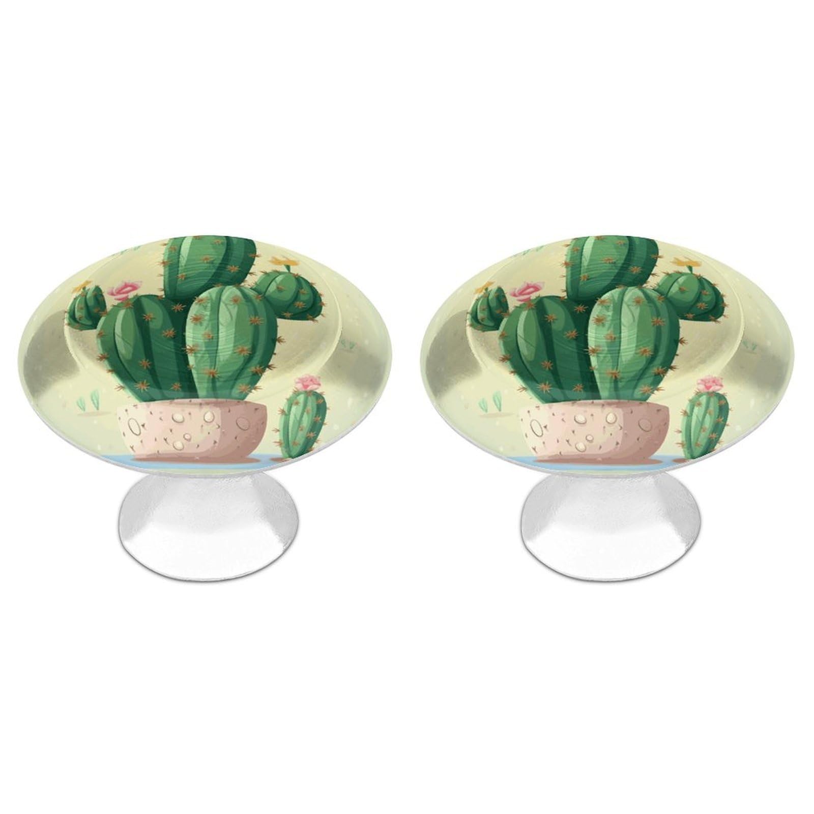 Btcowzrv Style Cute Cactus 2 Pack Cabinet Knobs Drawer Pulls
