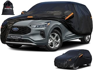 7 Layers SUV Car Cover Custom Fit for Ford Escape (2000-2025) Waterproof All Weather for Automobiles, Outdoor Full Cover Rain Sun UV Protection.Black