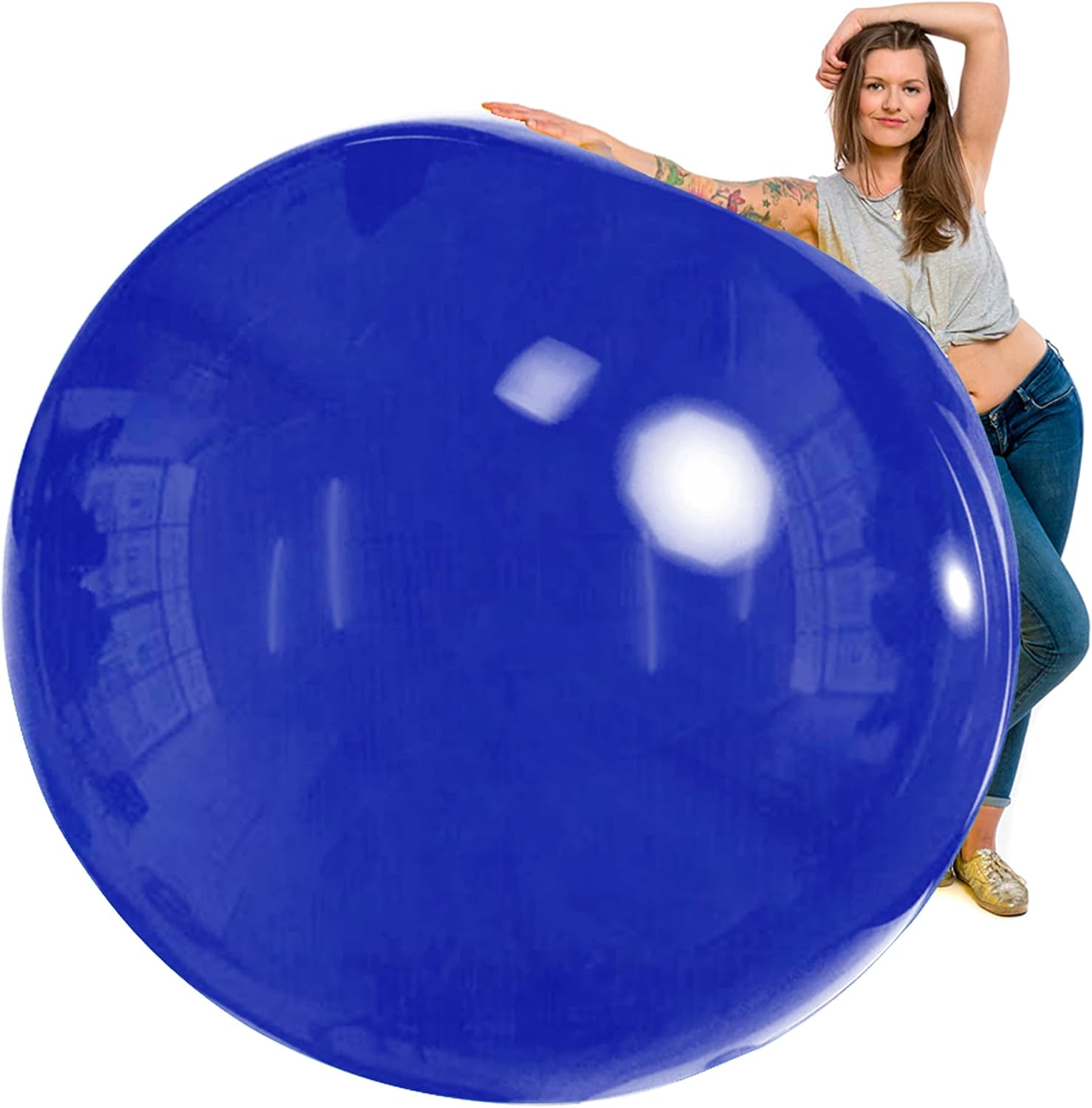 Giant 72" Blue Balloon Ready to Inflate with Air, Helium