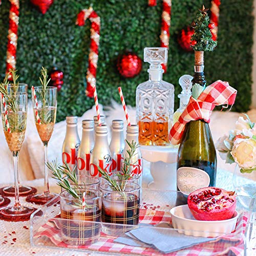 image for Webake Paper Straws Biodegradable Bulk 144 Red Striped Drinking Straws