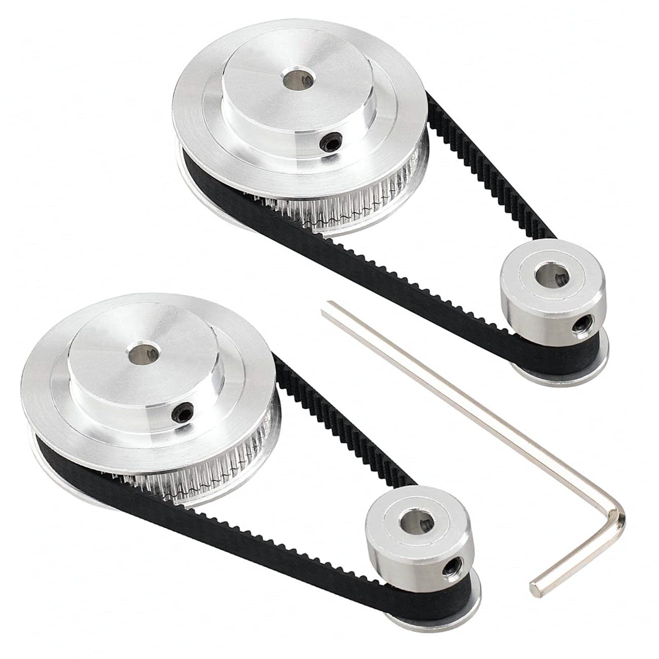 60 Teeth & 20 Teeth Timing Pulley Set with 6mm Belt for 3D Printer CNC Milling Machine Gear Grinding Lathe Gear Transmission Durable Aluminum Alloy and Fiber Reinforced Rubber-image-40