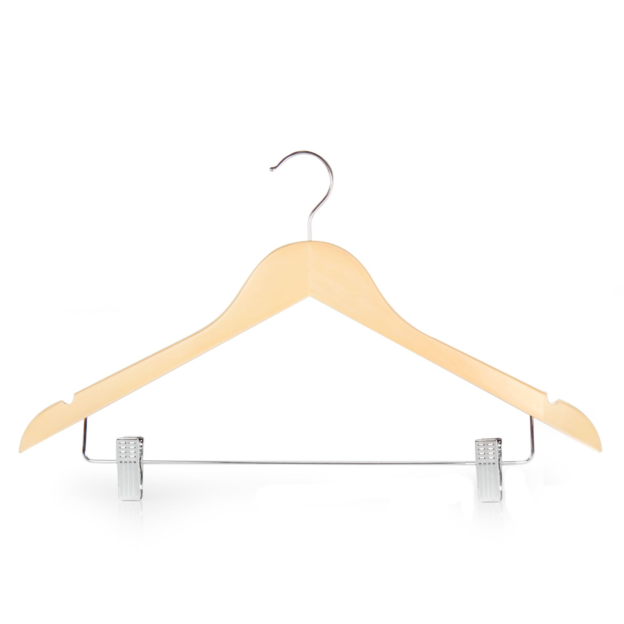 Hangerworld Lot de 5 cintres en Bois à Pinces Ajustables pour Tailleurs/Jupes - 45cm