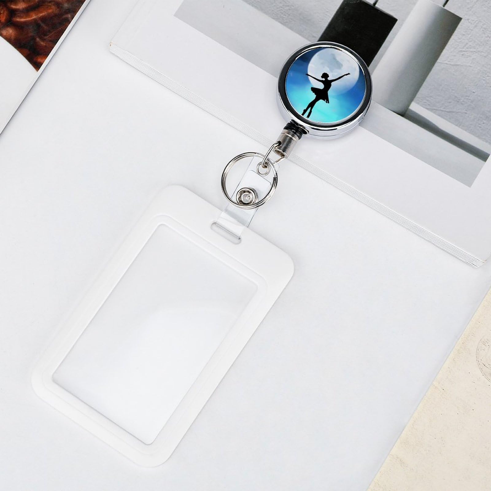 Porte-badge Rétractable Pour Danseuse De Ballet Aquarelle Avec Clip