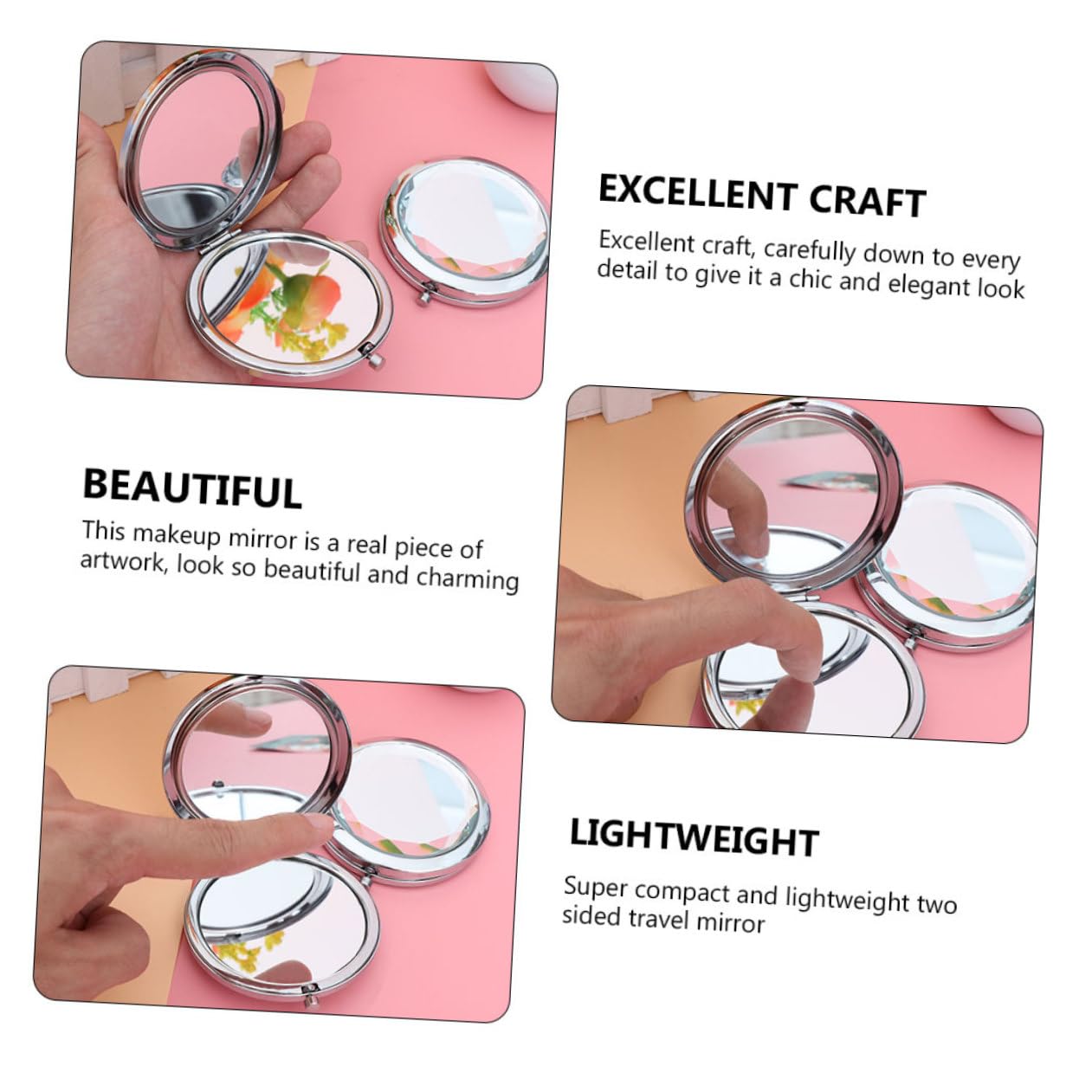 10 Pezzi da Doppio Compatto Specchietto Portatile da Viaggio Design e Resistente per Borsa e Quotidiano