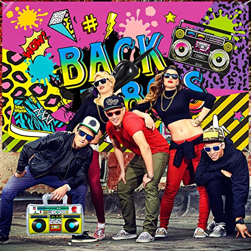 Xuhal 80'S Party Decorations Back To The 80S Party Backdrop Banner With Inflatable Radio Boombox And Mobile Phone Latex Balloons For 80S Hip Hop Themed Birthday Photo Booth Background Party Supplies #TOP4