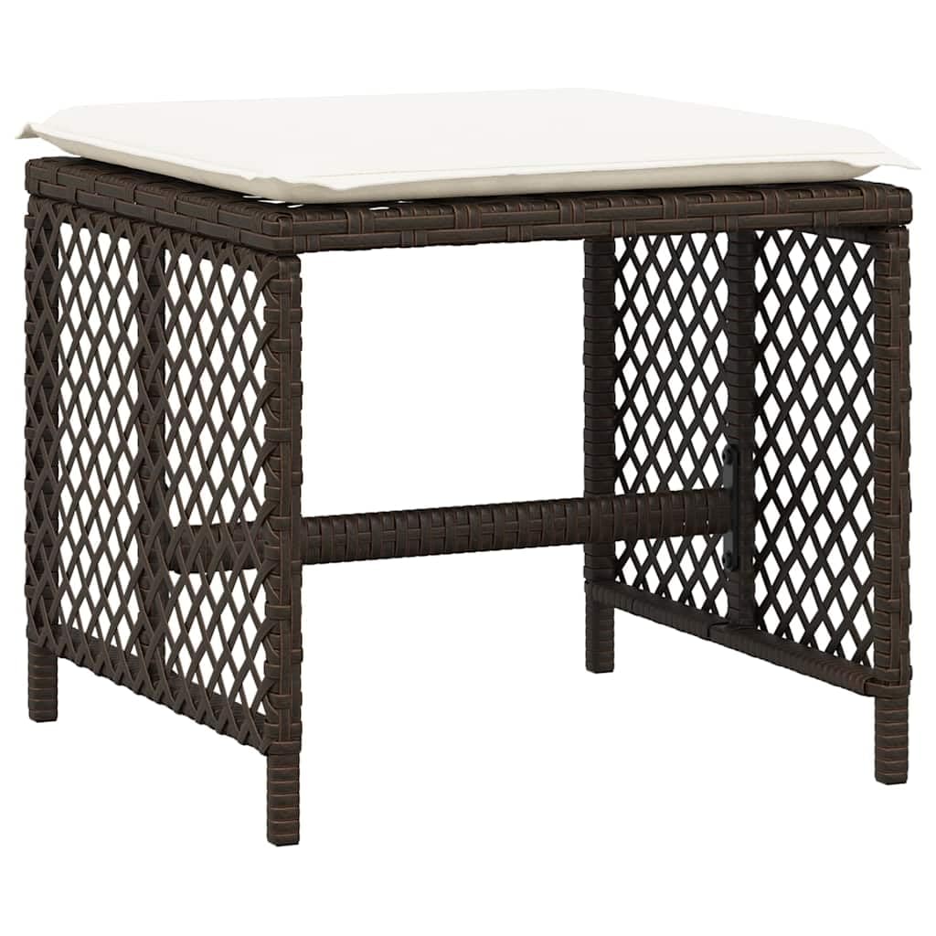 Taboret ogrodowy z poduszką 4 szt. brązowy 41 x 41 x 36 cm polirattanowy