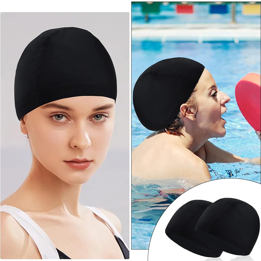Pack De 2 Bonnets De Bain En Polyester Souple - Pour Piscine, Natation - Mixte Adulte/Enfant, Non Étanche, Confortable Et Résistant