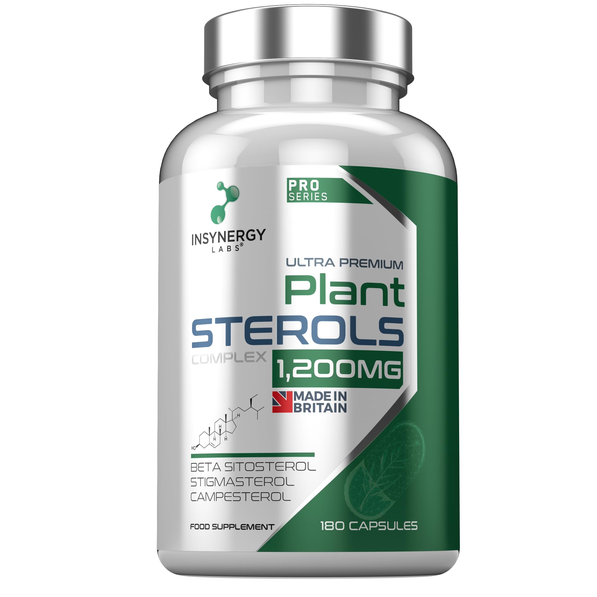 Plant Sterols 1,200mg (Maximum Dose in UK) 180 Capsules, Superior Cholesterol Lowering Supplements (Beta-Sitosterol + Stigmasterol + Campesterol) 3 Form High Strength Complex