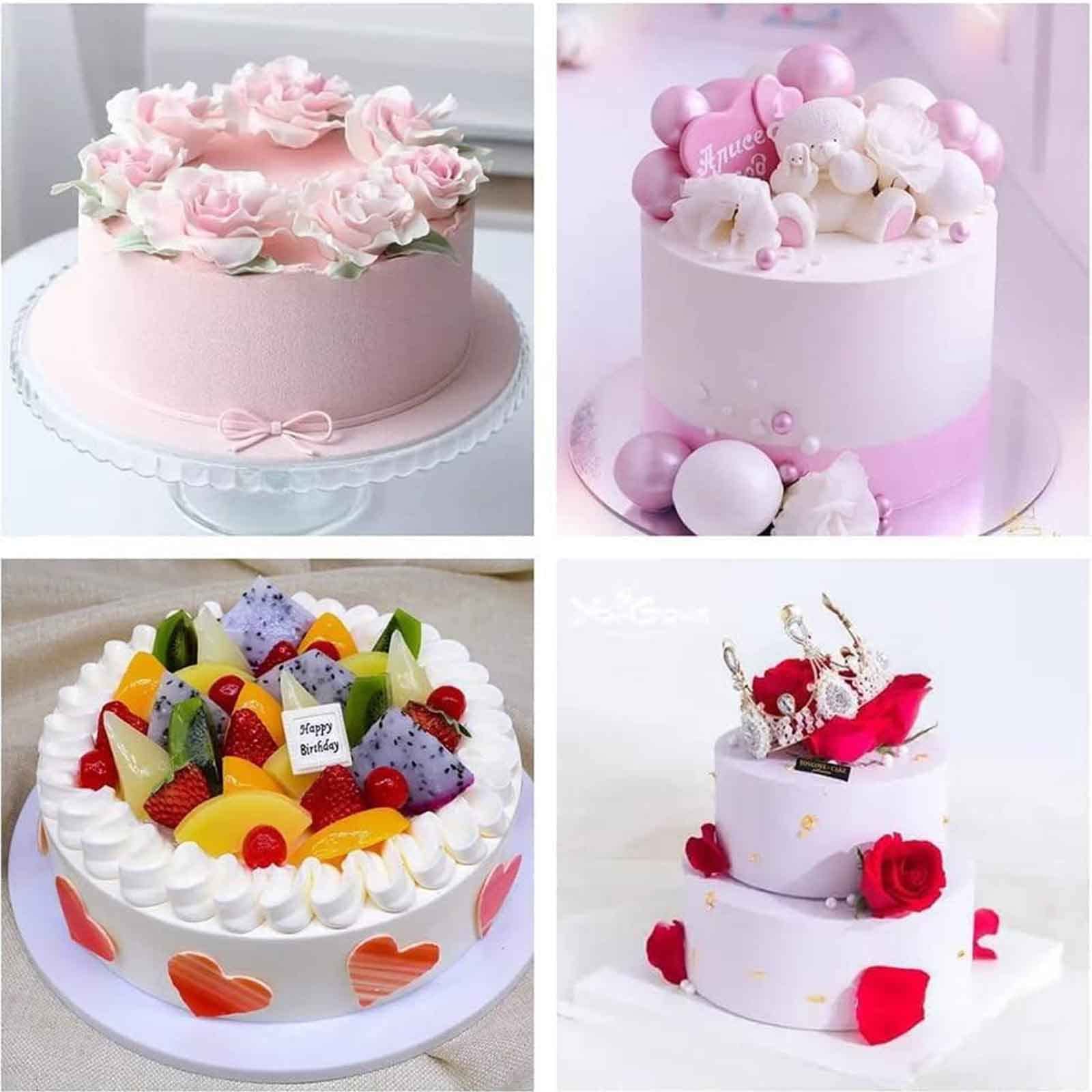 Máquina Automática Formación Hielo para Tartas Cumpleaños, Máquina Alisadora, Esparcidor Decoración Crema, Raspador Tartas Ajustable 4 a 12 Pulgadas,White