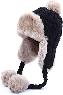 Cappello invernale da donna, con paraorecchie, caldo, foderato in pelliccia sintetica