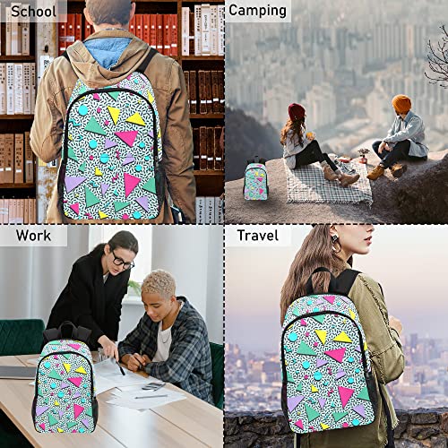 M Yescustom Memphis Geometric Pattern School Bag For Students Boys Girls, Water Resistant Colourful Triangle Daypack Laptop Backpacks For Back To School Off To College #TOP5