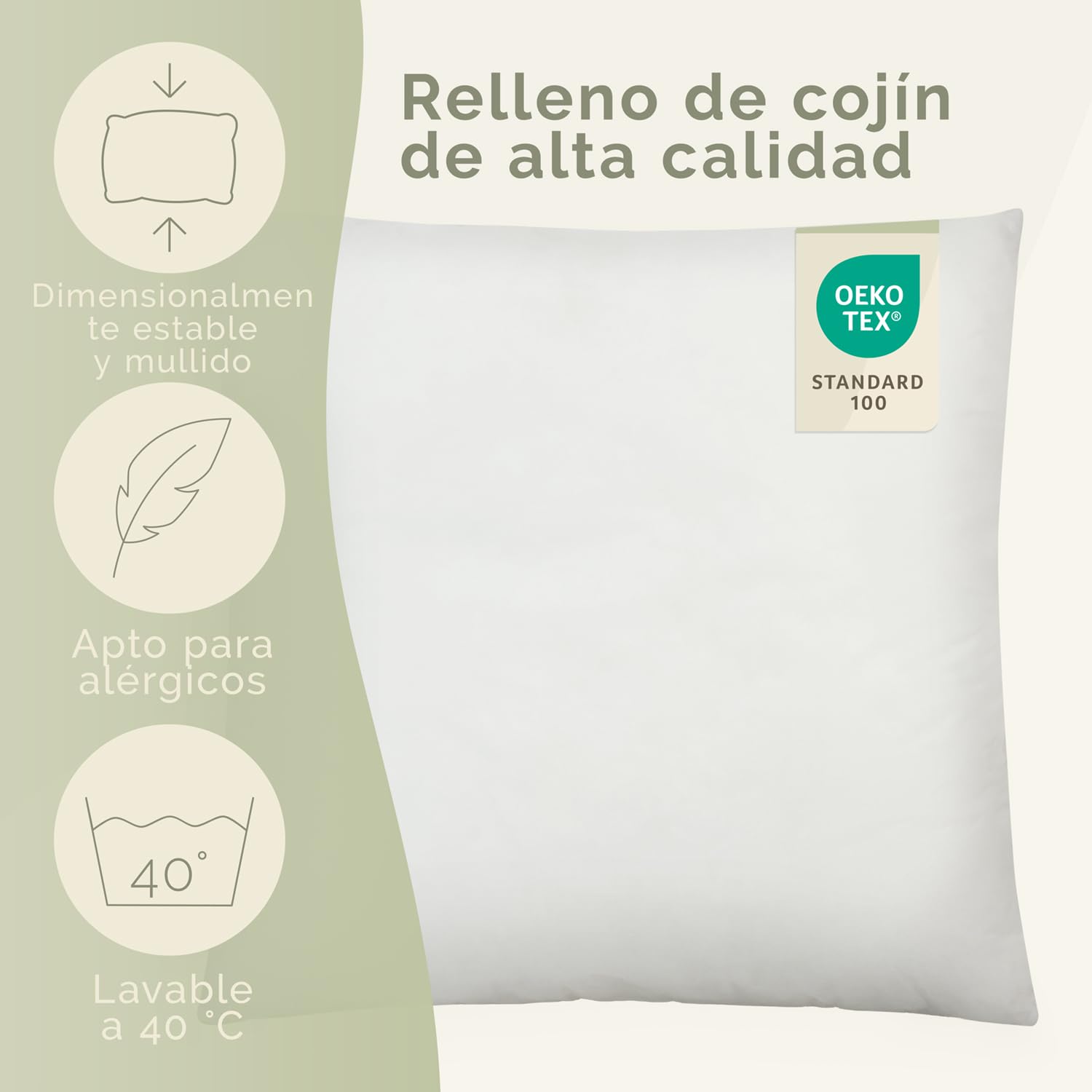 Blumtal Relleno cojin 40x40 cm - Relleno para Cojines 40x40 cm Certificado Oeko-Tex - Relleno de Cojines 40x40 de poliéster - Relleno Cojines 40x40 Lavable - Relleno cojin 40 x 40 - Relleno Almohada