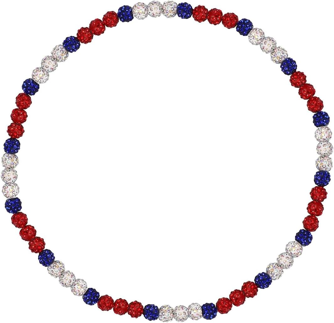 Baseball Beaded Necklace for Men Ice Collection Baseball Necklace Bling Rhinestone Beaded Necklace Discoball Baseball Dirp Accessories Jewelry Gifts for Women Baseball Team Lovers