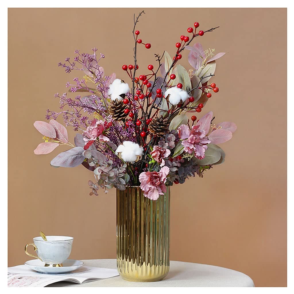XDLEDMKIZ Artificial Flowers Artificial Flower Rose Simulation Bouquet Holding Living Room Decoration Dining Table Wedding Exhibition Hall Dried Flowers Floral Ornaments Fake
