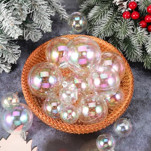 Housoutil Christmas Iridescent Baubles, 18PCS Christmas Ball Ornaments, Plastic Iridescent Ornaments Balls - Image 4