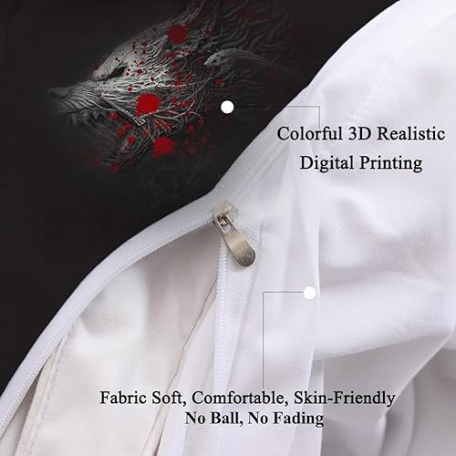 Miniatura 3 de Fenrir - Juego de funda de edredón de 3 piezas, diseño de lobo vikingo impreso en 3D, juego de funda de edredón tamaño individual, matrimonial,