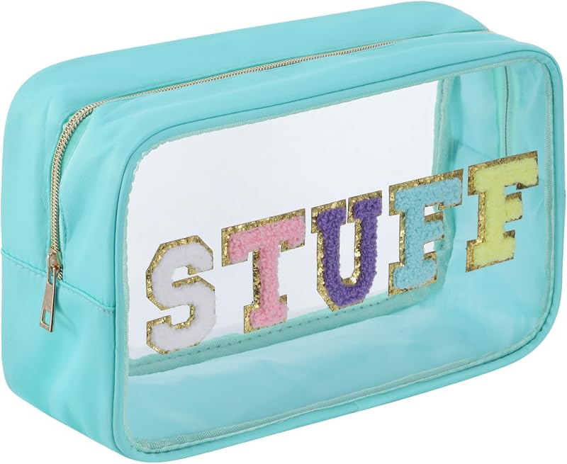 Necessaire retangular YUDEYG com zíper, material sintético e visor transparente, Lake blue STUFF, YD-100004