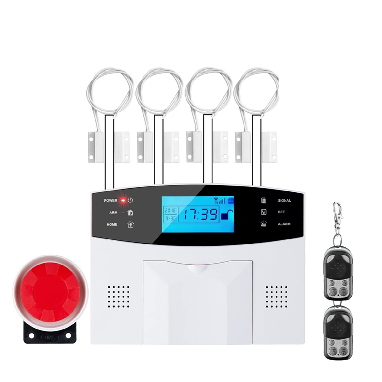 Kit Alarma Casa, G2B GSM Sistema de alarma de seguridad for ladrones de inicio Soporte de lenguaje de voz intercomunicador(G2B Bundle B)