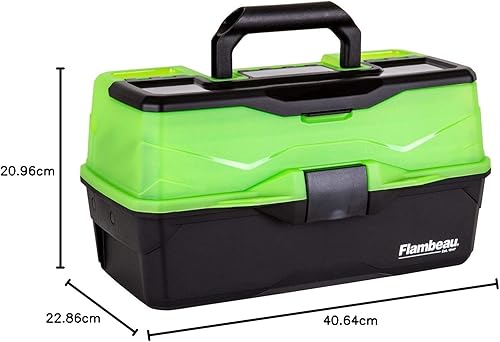 Miniatura 7 de Flambeau Outdoors 6383FG Caja de aparejos clásica de 3 bandejas, organizador portátil de aparejos, verde escarchado/negro