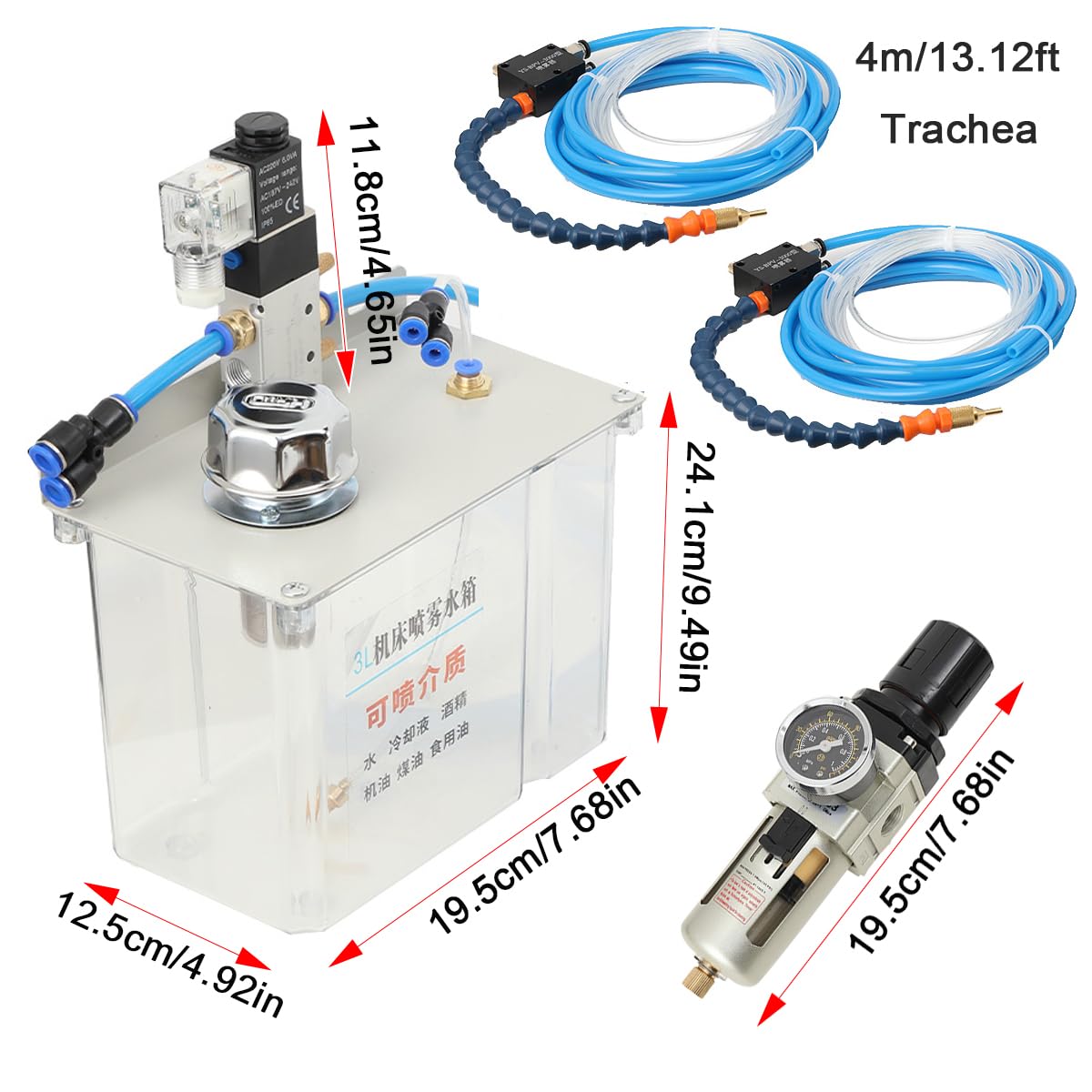 Nebel Kühlmittel Schmierung Spray System Nebel Kühlschmierstoff Sprühsystem mit 3L Tank Maschinenwerkzeug Schmiersprühsystem Sprühkühler Kühlmittelpumpe 220V für CNC Bohrmaschine Drehmaschine
