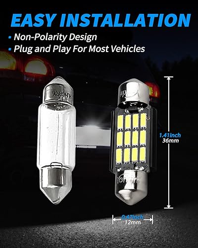 Miniatura 14 de Yorkim Bombilla LED De3175 de 1.102 in, color blanco, súper brillante, 1.102 in, 1.142 in, sin errores, CANBUS 6-SMD 2835 Chipsets para luces Blanco