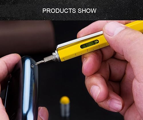 Miniatura 5 de Lápiz capacitivo, bolígrafo multiherramienta 7 en 1 lápiz táctil para pantalla, bolígrafo, regla, nivel, soporte para teléfono, sacacorchos,