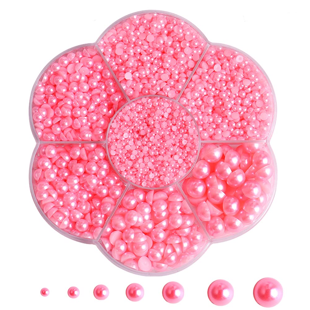 5700 Pcs Light Pink Half Pearls for Crafts,Nail Pearls for Nails Art for Crafting DIY Accessory,Flatback Pearls gems for Makeup,Neatly Organized Craft Pearls for Artists Creative (2/3/4/5/6/8/10mm)