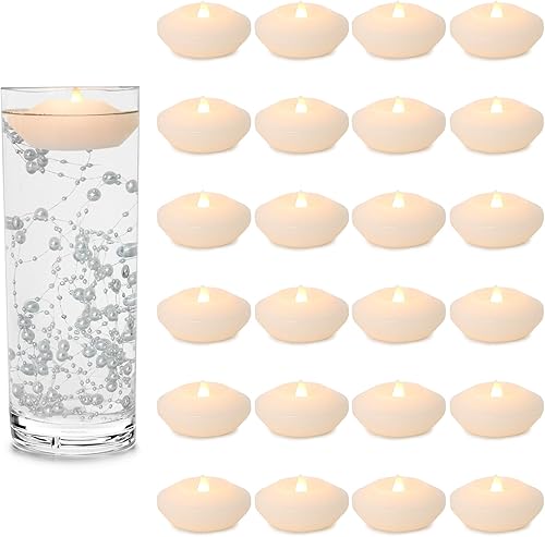 Miniatura 7 de LARDUX Velas flotantes LED de 3 pulgadas, 12 velas flotantes activadas por agua sin llama, velas de té flotantes falsas que funcionan con pilas para