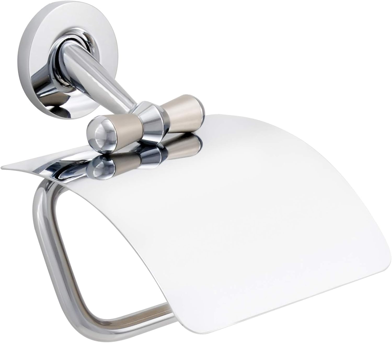 Nolde Series - Contemporary 8 Inch Wall-Mounted Wire Soap Basket/Shower Caddy, Two-Tone Polished Chrome with Dark Silver Finish