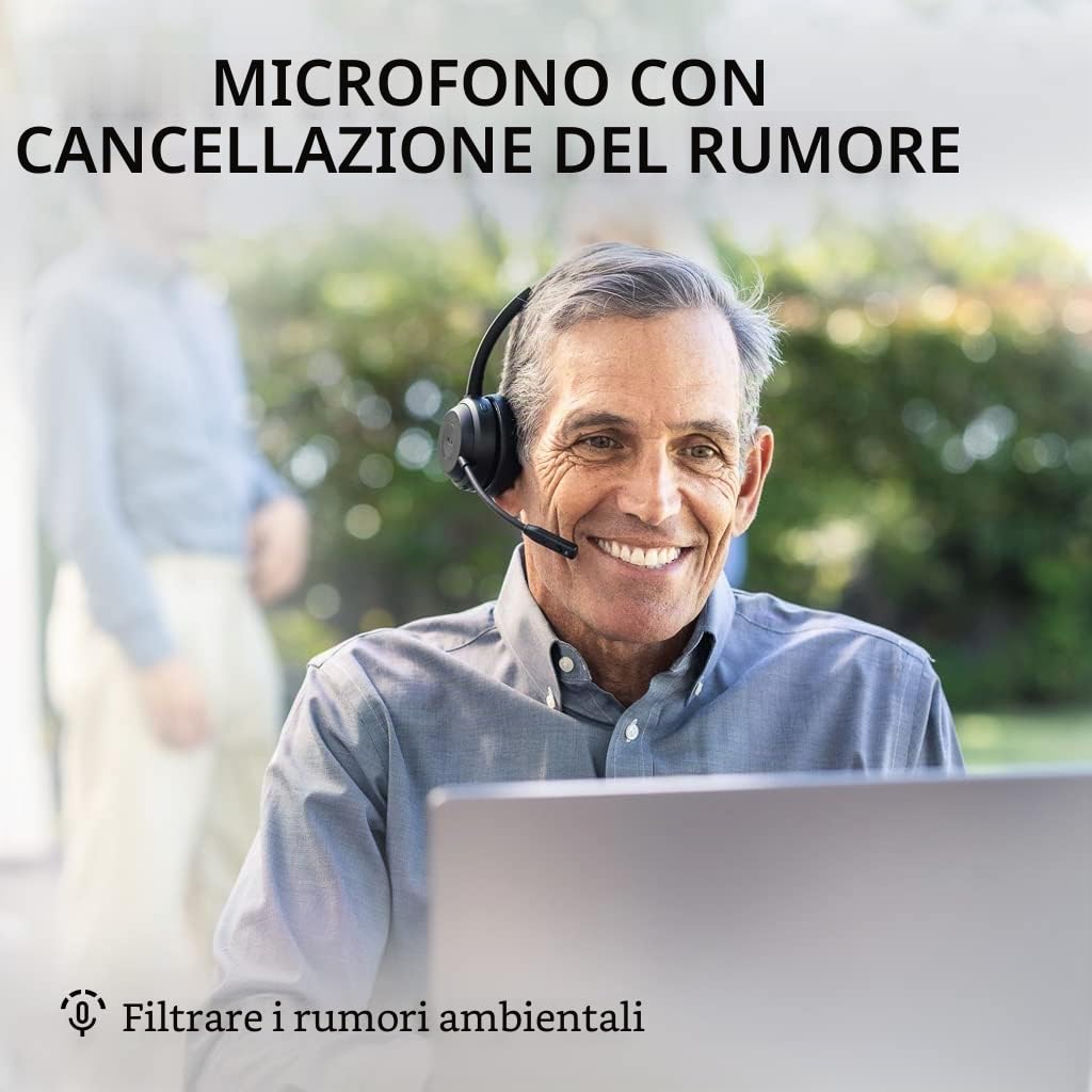 Avantalk Alto Solo - Cuffie Bluetooth Wireless Microfono e Cancellazione Rumore CVC per PC, Computer & Laptop Con Stand per Ricarica Batteria, Tasto Muto, e Modalità Audio via Filo