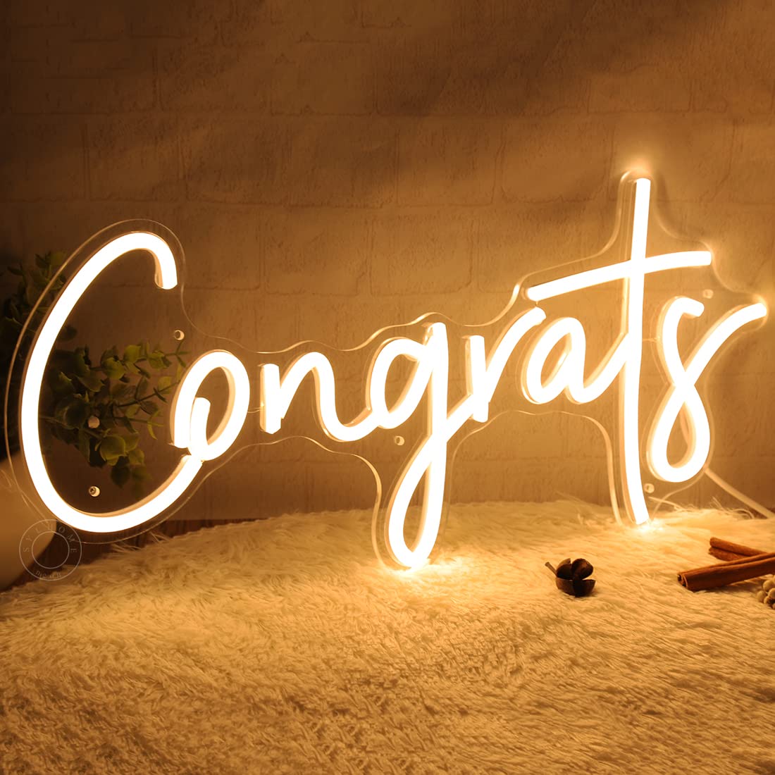 SYLHOME 'Congrats neonowy znak świetlny LED na ślub, urodziny, przyjęcie, ukończenie szkoły, prezenty, tło dekoracja ścienna, znak, uroczystość, bankiet, podświetlany znak, 40 cm x 18,8 cm, USB