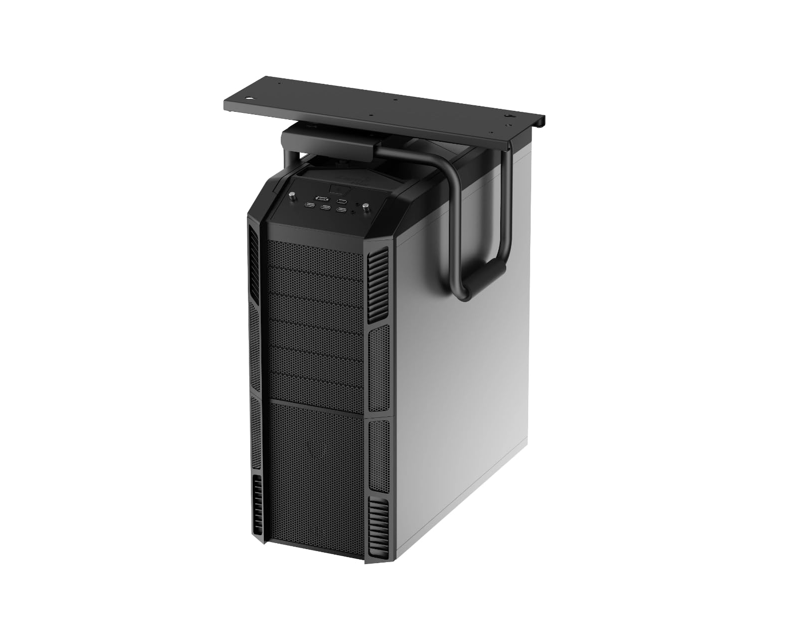 Heavy-Duty Untertisch-PC-Halterung mit Gleitschiene – 360° drehbar, für Gehäuse 123–253 mm, bis 30 kg