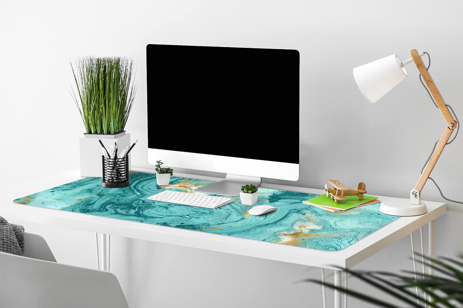 Decormat Gaming Tappetino computer da scrivania per ufficio Desk mat 120x60cm - Marmo turchese