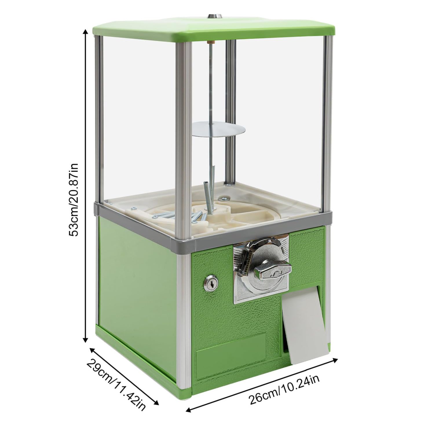 Verkaufsautomat, Süßigkeitenautomat, kommerzieller Kaugummiautomat, Stabiler Verkaufsautomatenspender für Supermarkt, Park, Spielplatz, Urlaub,Green