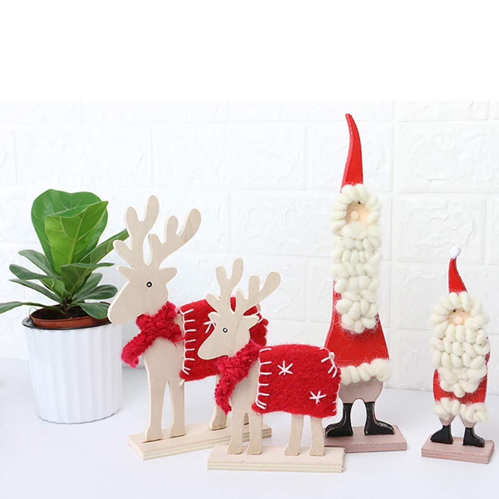 ADITAM Decorazione per Il Giorno di Natale Decorazione per Desktop in Feltro di Legno Decorazione per alci di Babbo Natale Double The Comfort