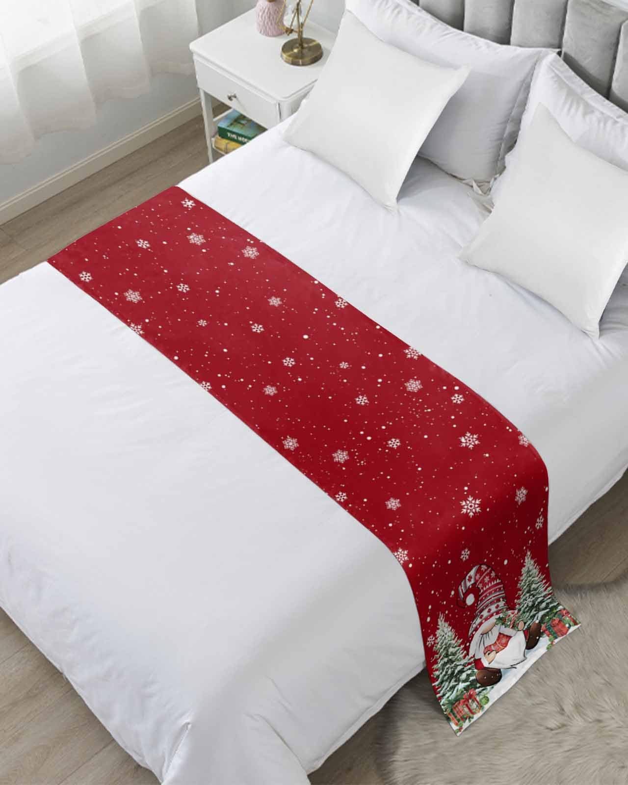 Ldtrchee Christmas Gnomes Red Bed Runner - bed runners and scarves | Mubboo