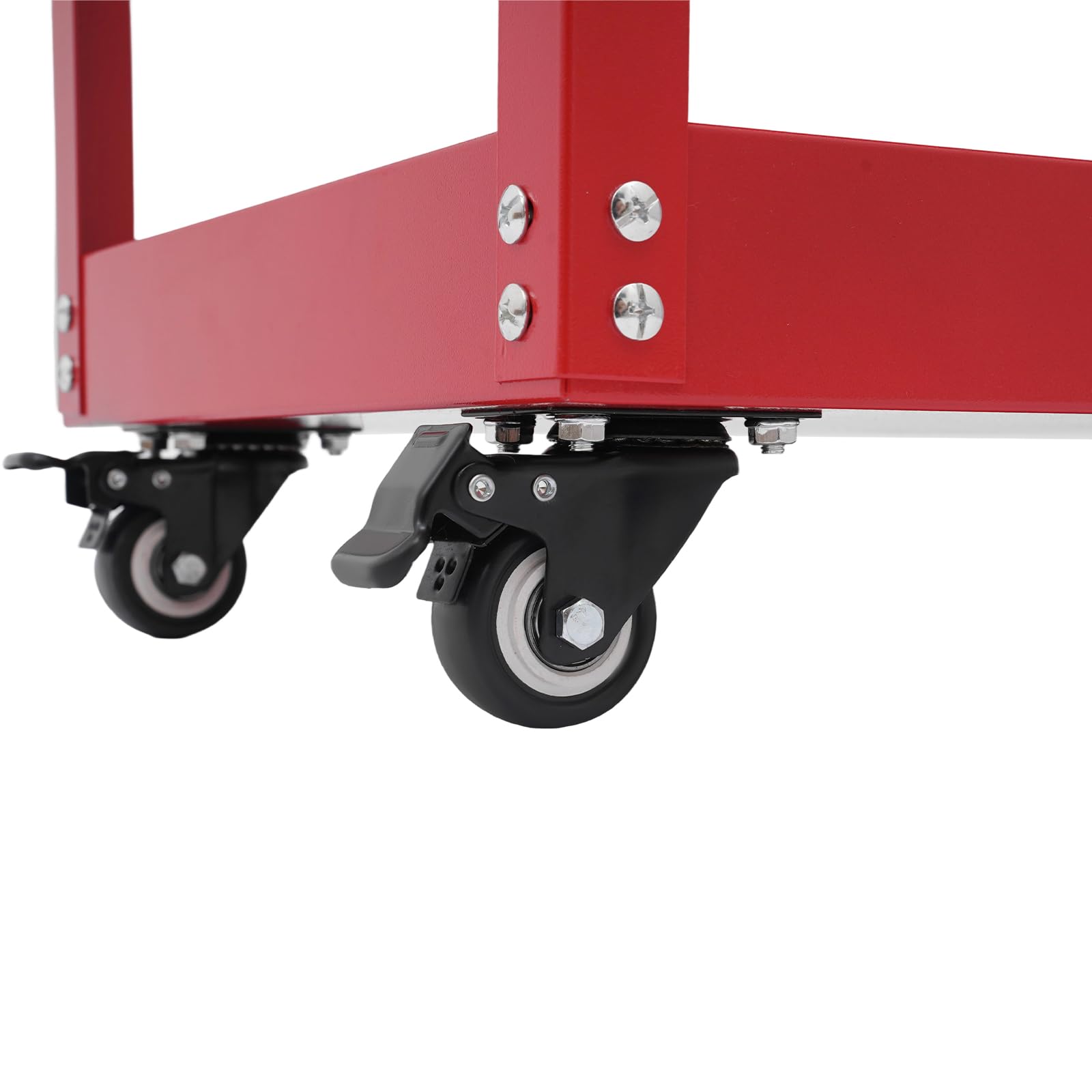 Carro de herramientas con capacidad de carga de 250 kg, con asa, carro de taller, carrito de transporte, carro de montaje con 3 niveles (rojo)