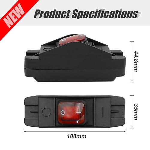 Miniatura 2 de Interruptor de cable en línea impermeable AC/DC 12V-250V On/Off Interruptor de botón de cable resistente