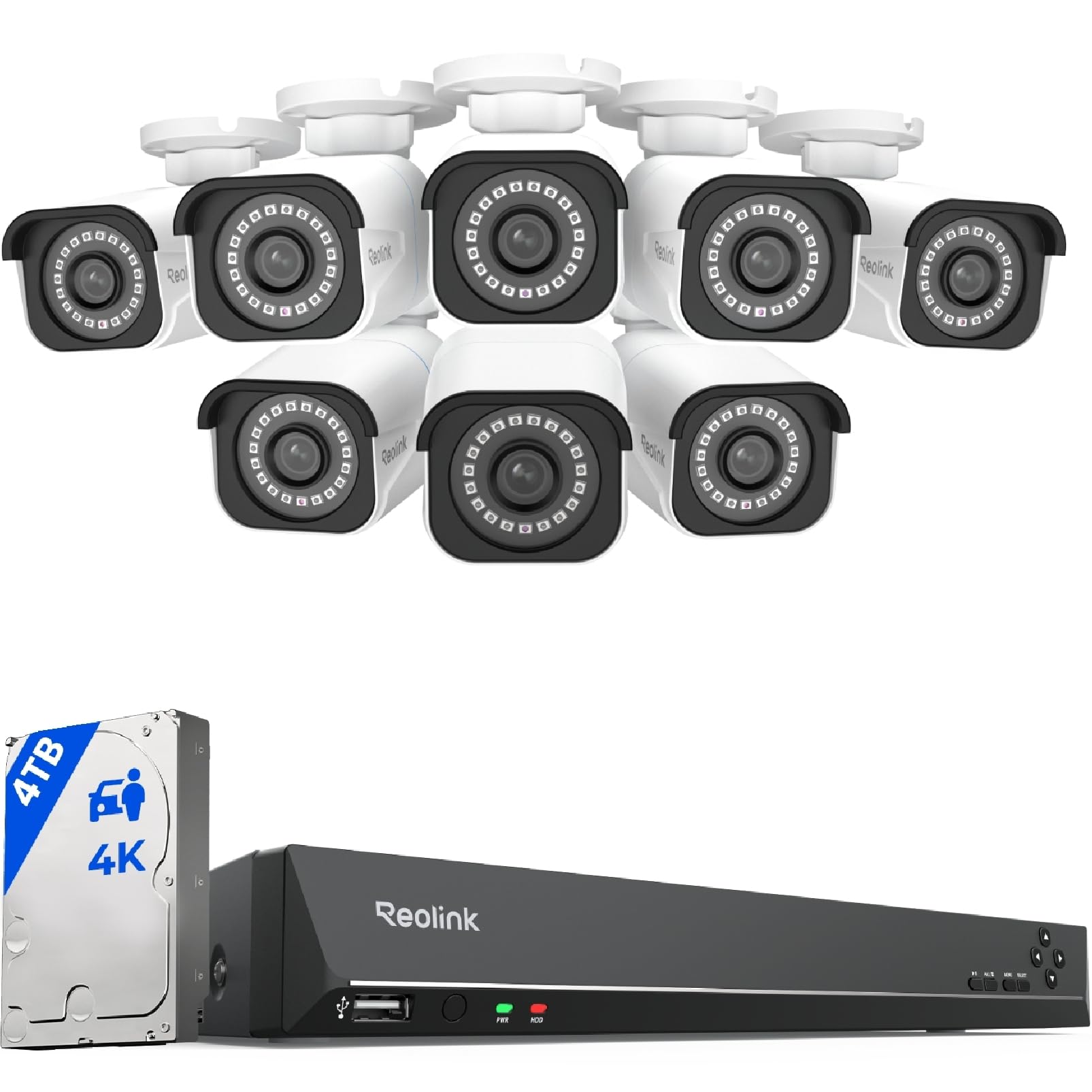 Sponsored Ad โ Reolink 4K PoE CCTV Camera Systems, 16CH 4TB HDD NVR Long-term Reliability for Continuous Recording, 8X 4K Security Camera Outdoor with Smart Person/Vehicle Detection, Night Vision, Audio, RLK16-800B8