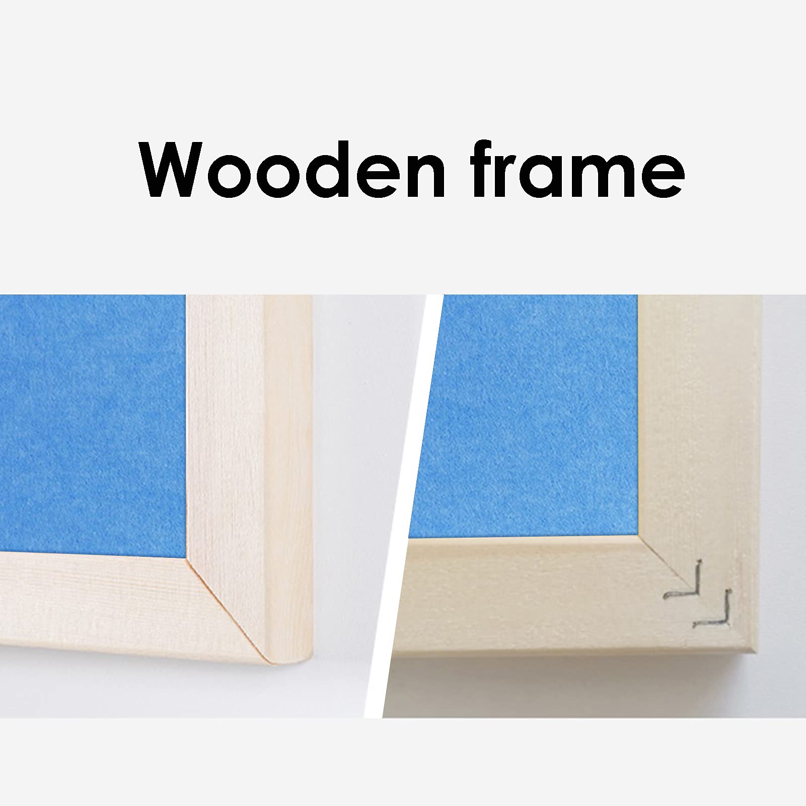Blauer Filz Pinnwand Holzrahmen Mit 35 Push Pins, Für Home Office Schule, 4 Größen Zur Auswahl(Size:30X40CM)
