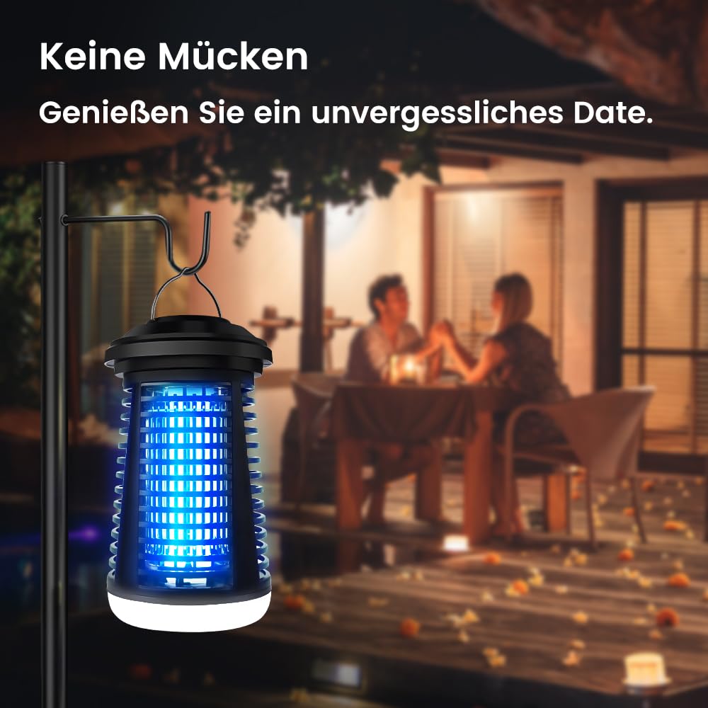 Mückenfalle, 4200V Insektenvernichter Elektrisch, 15W LED Beleuchtbar Mückenlampe - Fliegenfalle Elektrisch IPX4 Wasserdicht für Innen Außen，Anti Mücken, Fliegen