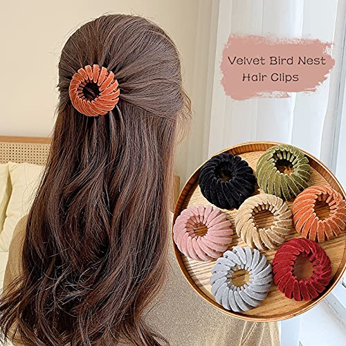 Velvet Fashion Hair Clips Expandable Pony Tail Holders Hair Ties Hair Clip Ponytail Hairpin Curling Iron Bun Maker Hair Styling Tool Claw Hair Clips For Woman Girls Hair Accessories (7 Colors Velvet) #TOP5