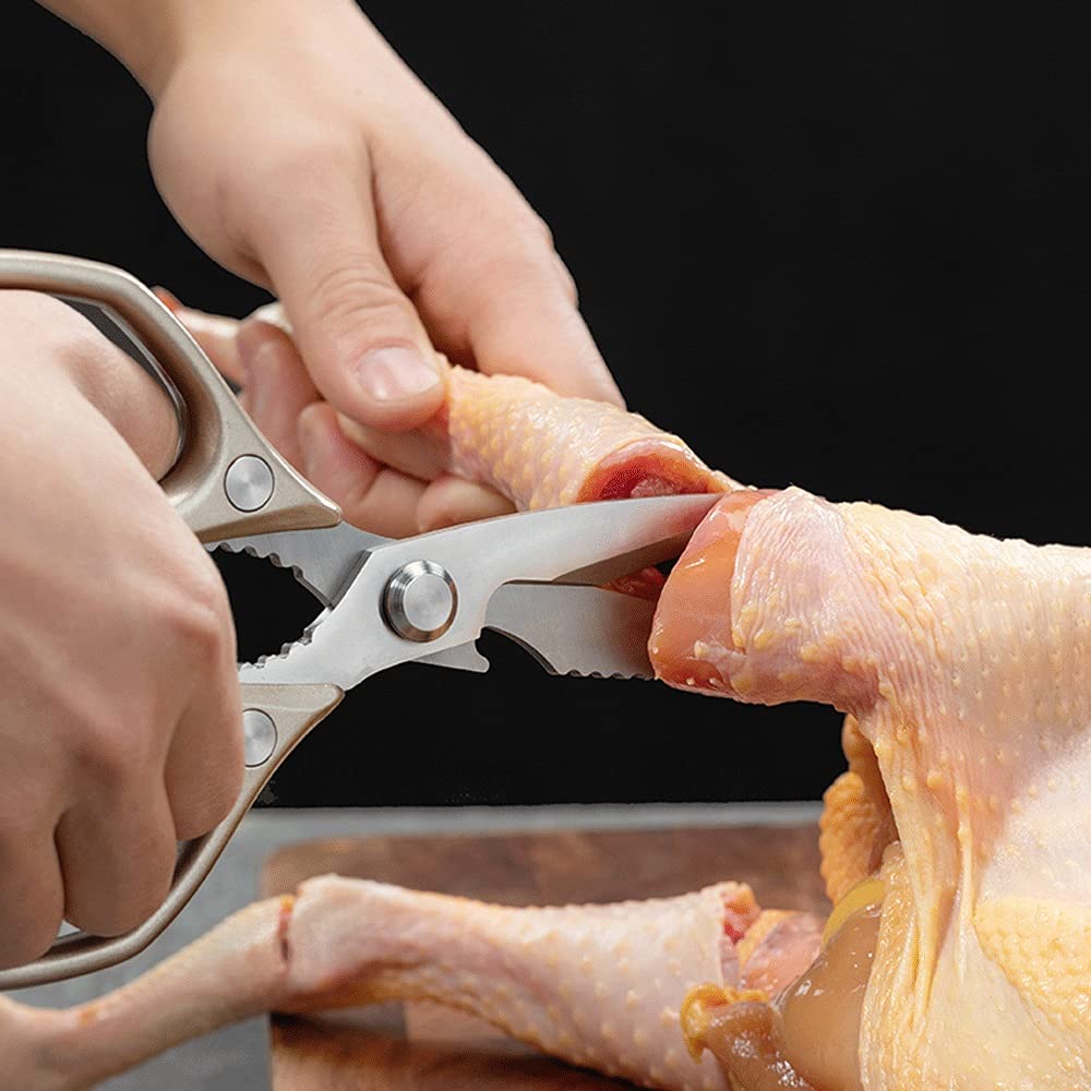 OURVER Küchenschere, Küchenschere 1Pack, Multi Funktion Küchenschere Schwere 304 Edelstahl, für Hühnchen, Fleisch, Fisch