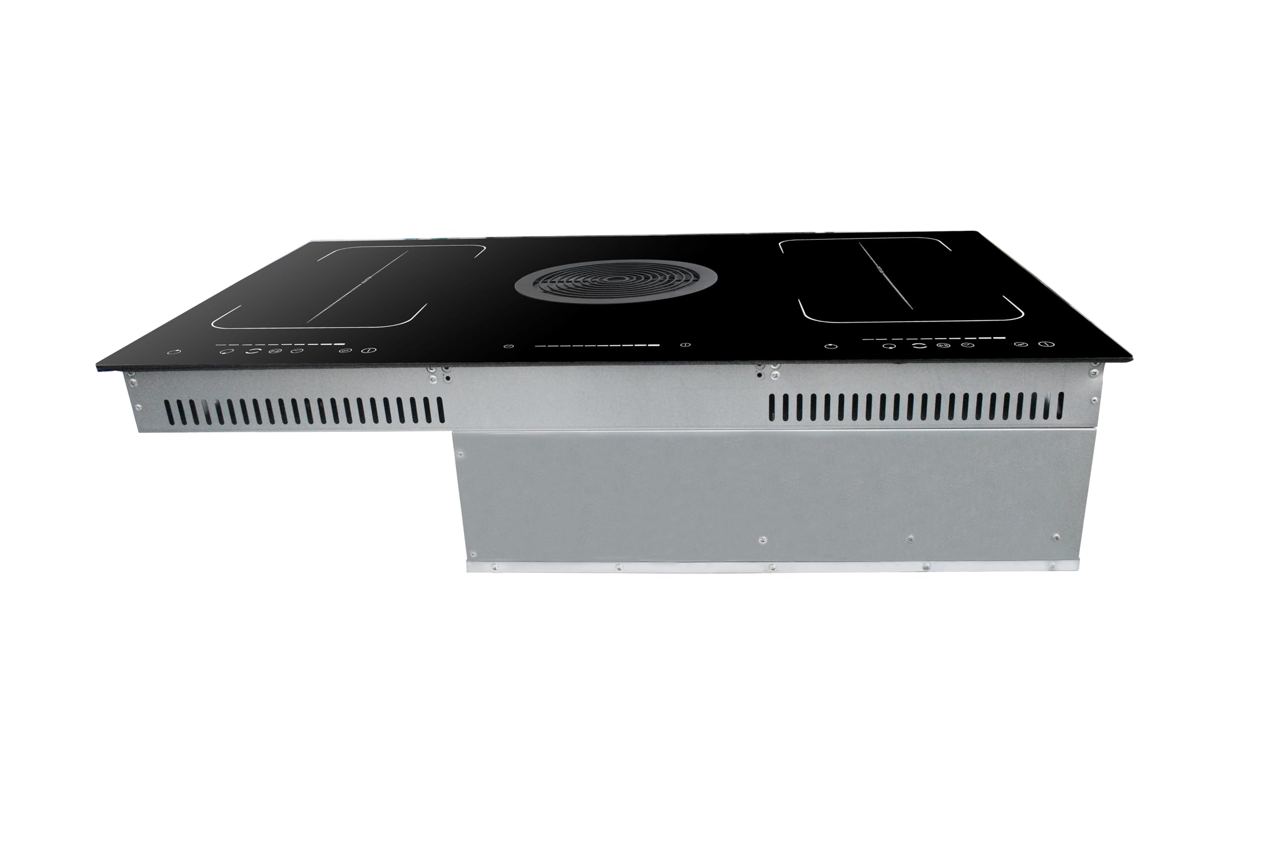 WOLKENSTEIN IN4-DA-2FZA+W Placa de inducción con extractor integrado | 2 zonas flexibles | Temporizador | Apagado automático | Seguridad infantil | Función Booster | Detección de olla | Función Stop