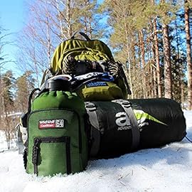 Wild Wolf Outfitters Water Bottle Holder for 64oz Bottles Green - Carry, Protect and Insulate Your Best Flask with This Military Grade Carrier w/ 2 Pockets & an Adjustable Padded Shoulder Strap