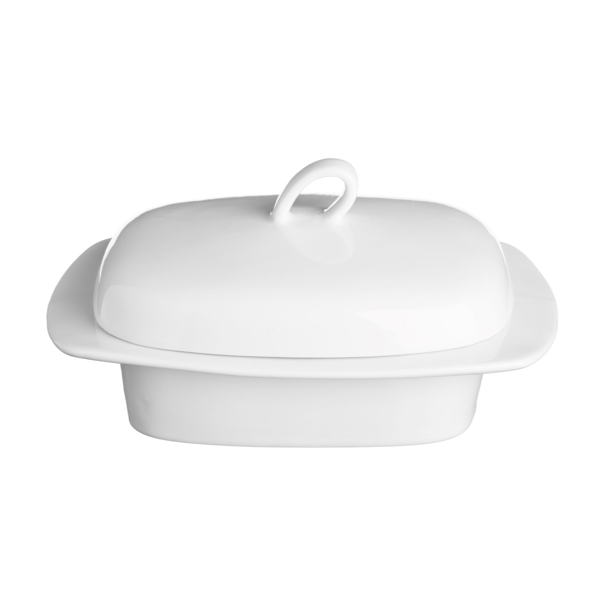 Price & Kensington White Simplicity Butter Dish With Lid Porcelain