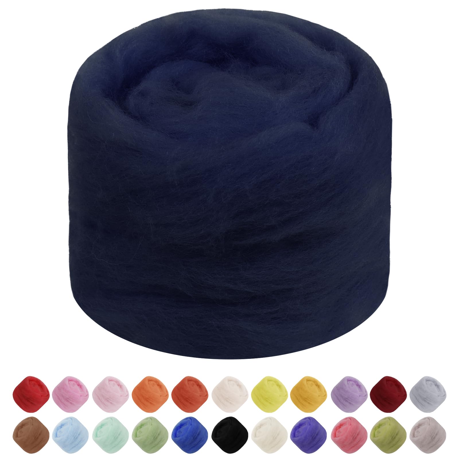 Uiopa Needle Felting Wool, 50g Felting Wool Soft Wool Roving Yarn, Navy Blue Wool Roving for Needle Felting, Wet Felting, Felting Projects, DIY Crafts